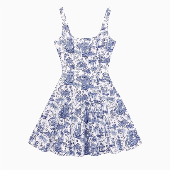 STAUD Dresses & Skirts - NEW STAUD Blue and White Toile Wells Mini dress